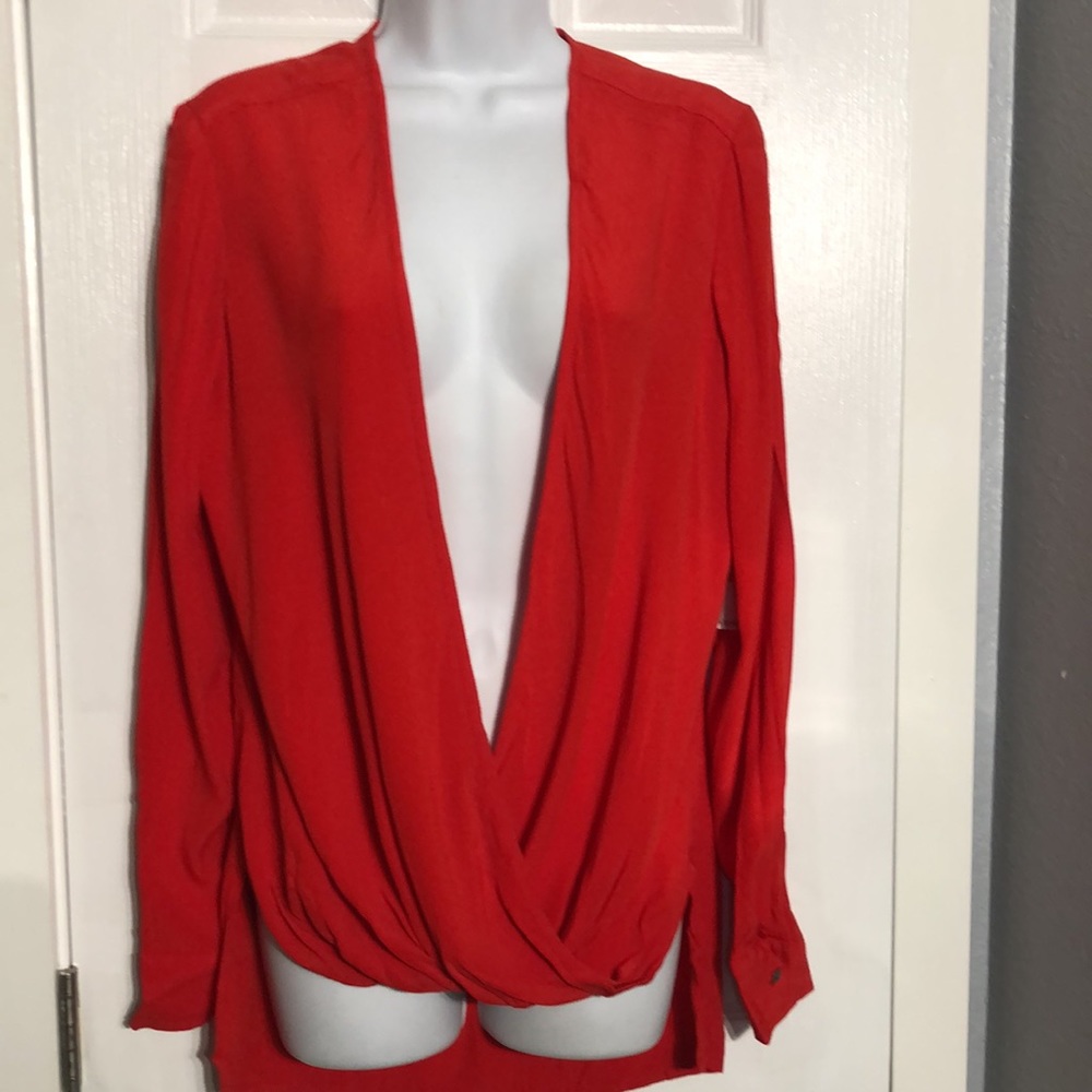 NEW* Karen Kane Red Wrap Blouse